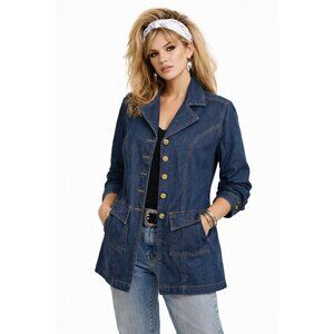 vintage 80s FORENZA denim jacket blazer western coastal cowgirl blue tall 10T